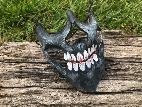 Grey Ghoul Skull Mask - Leather