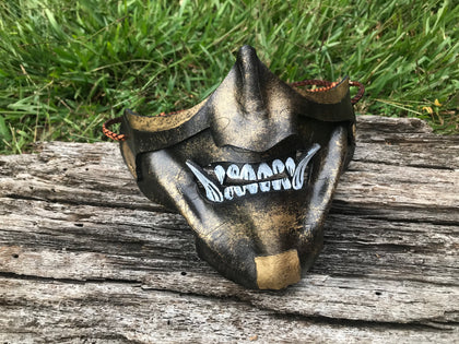 Bronze and Gold Samurai Mask - Leather