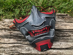Red and Grey Samurai Mask - Leather